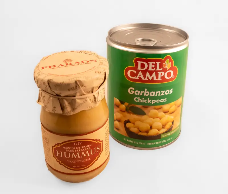 Mezcla de Tahini preparado para hacer Hummus + 1 lata de garbanzos de 576  g, neto 330 g